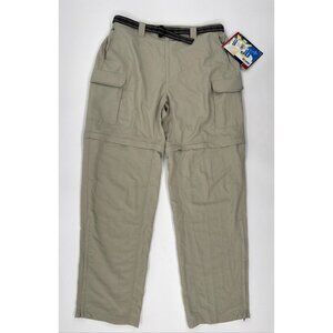 Reel Legends Hiking Pants Mens Large Nylon Convertible Cargo Belted Fishing NEW
